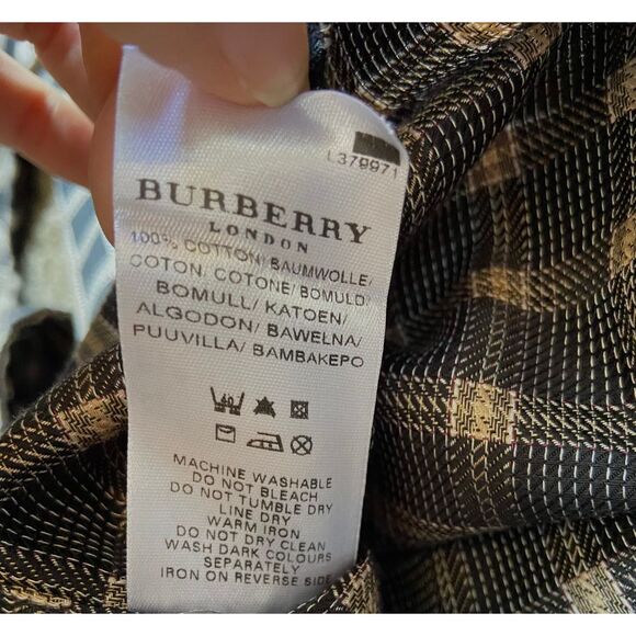 Men's Burberry XL Black Gold Check Classic Dress Shirt Long Sleeve USA Early 00s - Picture 4 of 11
